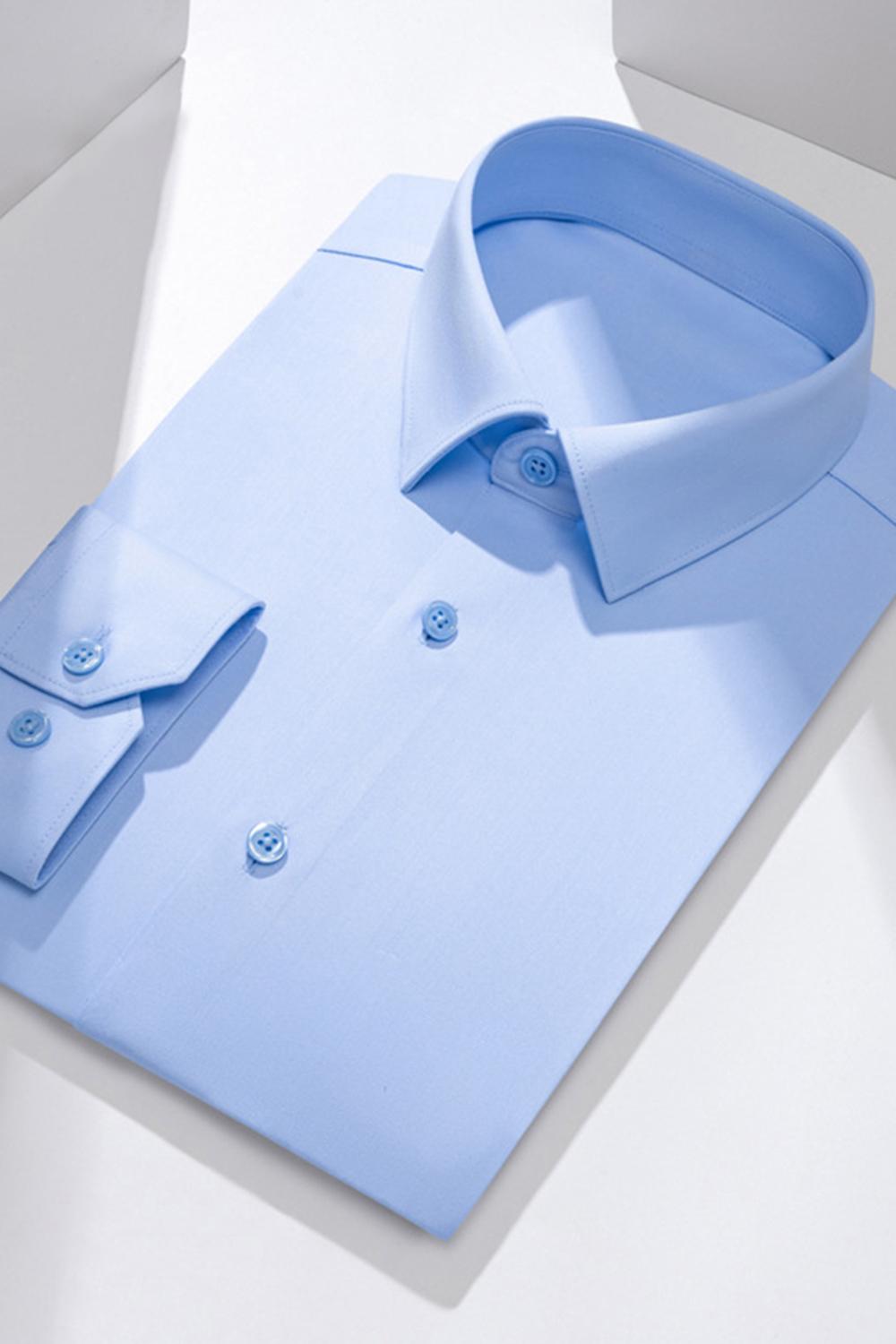 White Solid Classic Long Sleeves Men's Suits Shirt