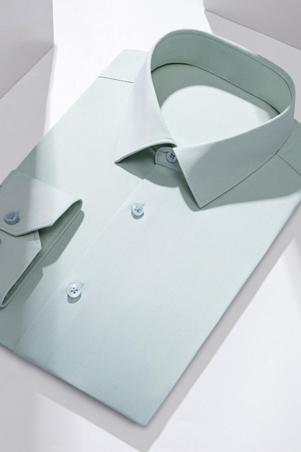 White Solid Classic Long Sleeves Men's Suits Shirt