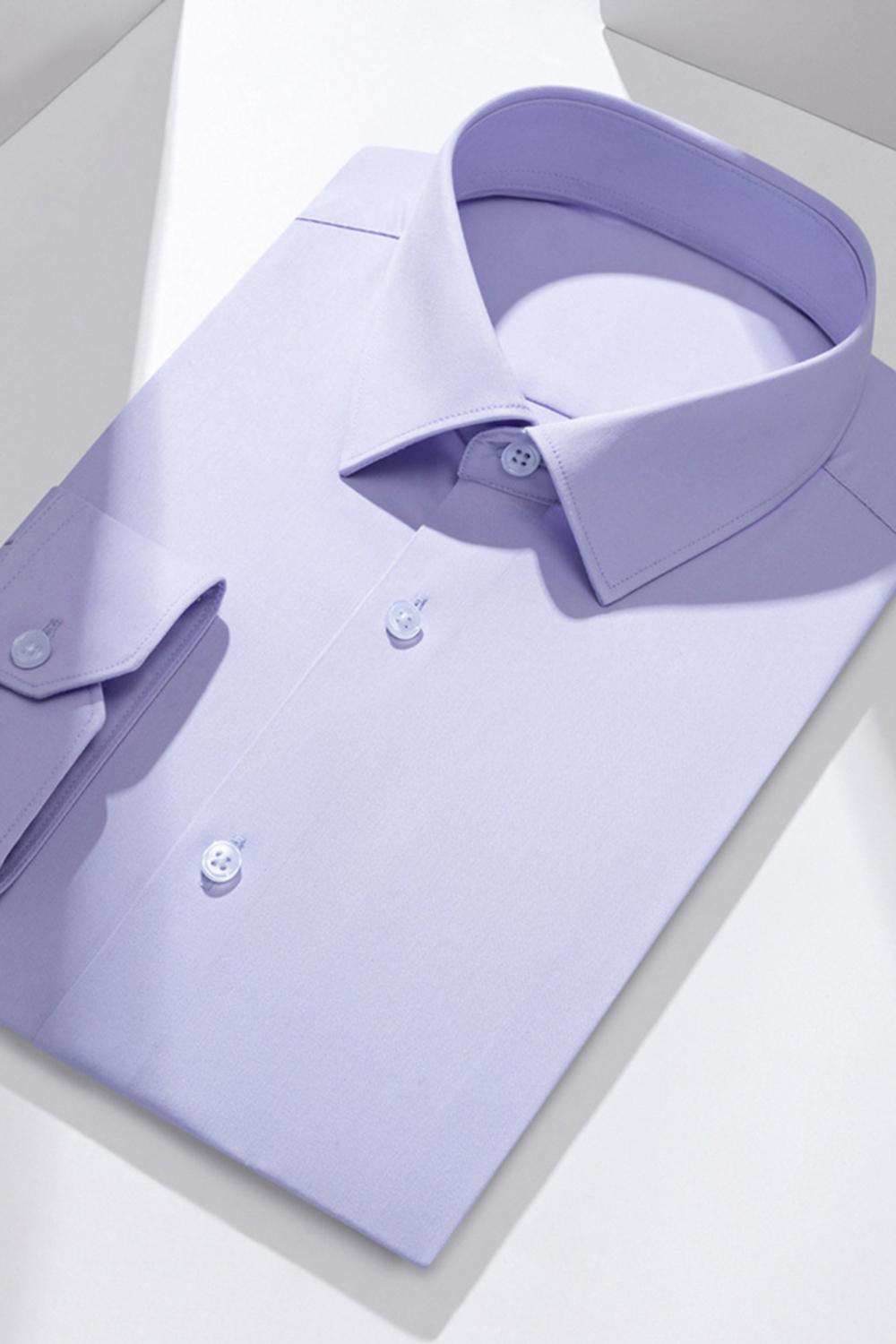 White Solid Classic Long Sleeves Men's Suits Shirt