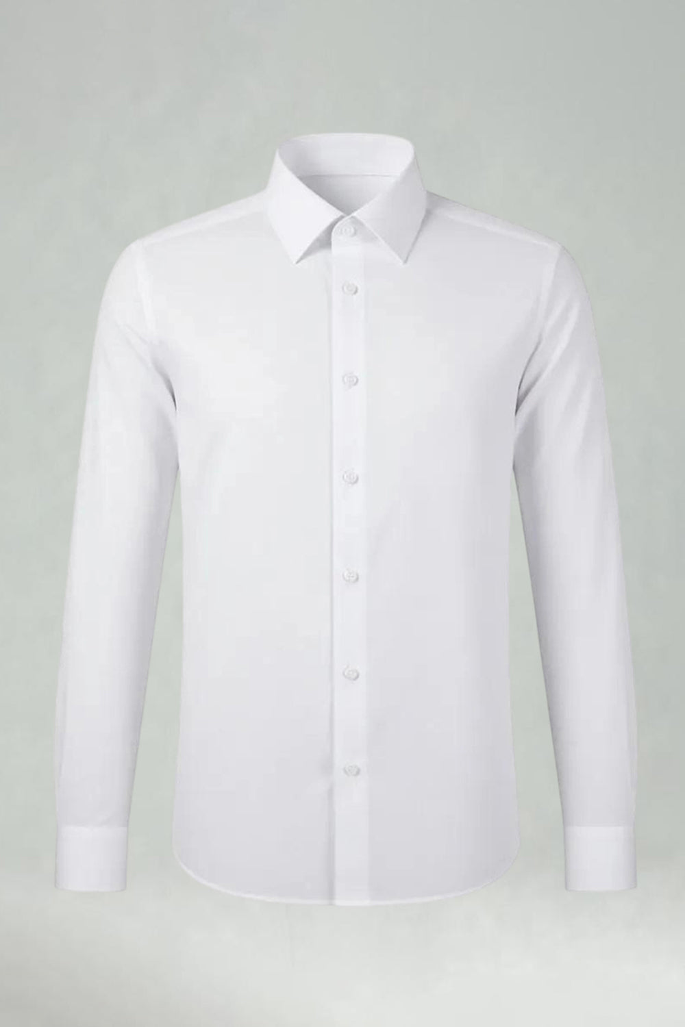 White Solid Classic Long Sleeves Men's Suits Shirt