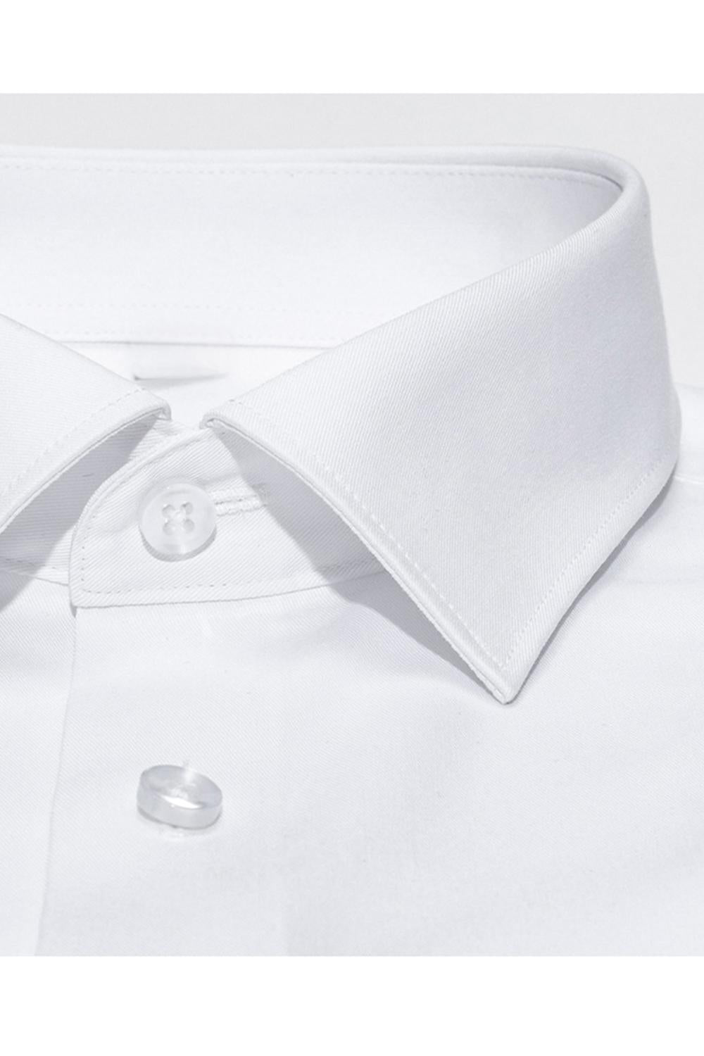 White Solid Classic Long Sleeves Men's Suits Shirt