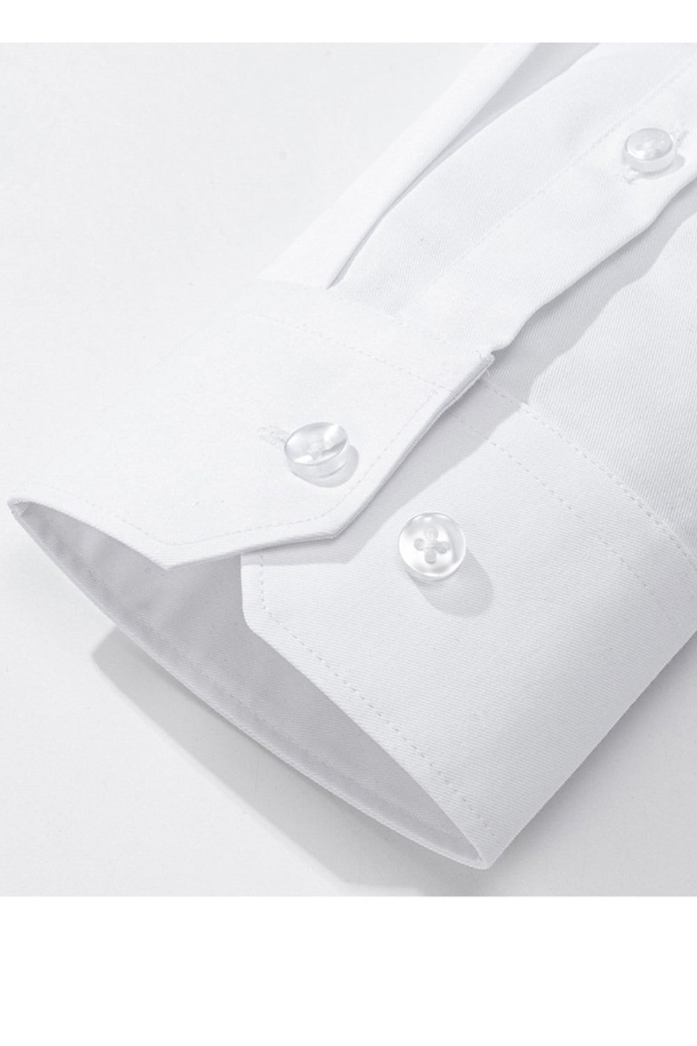White Solid Classic Long Sleeves Men's Suits Shirt