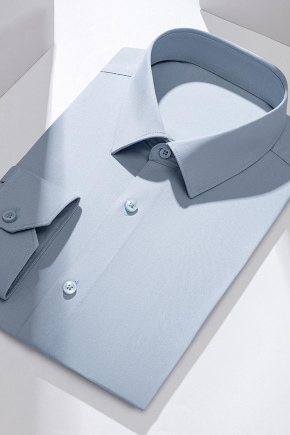 White Solid Classic Long Sleeves Men's Suits Shirt