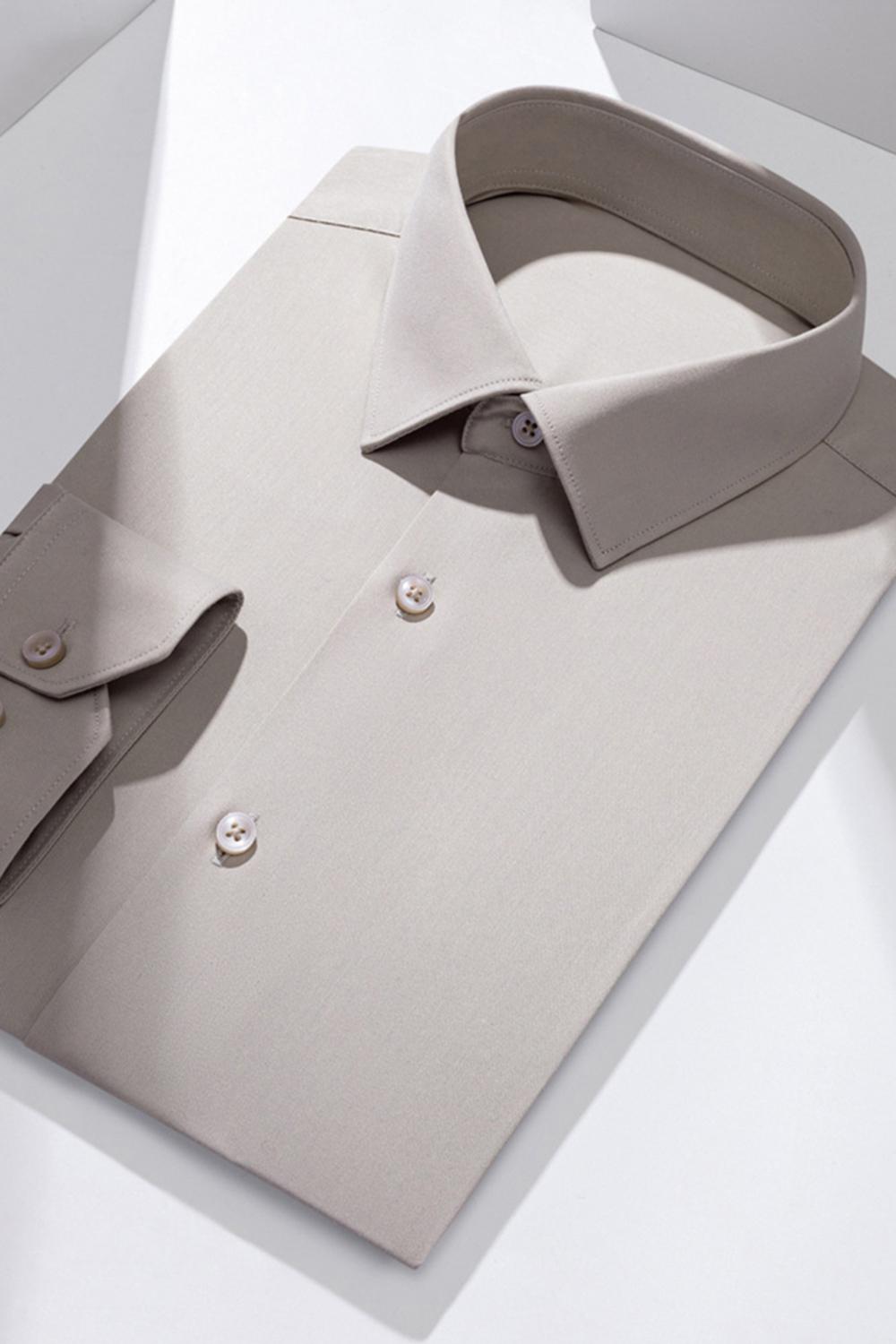 White Solid Classic Long Sleeves Men's Suits Shirt