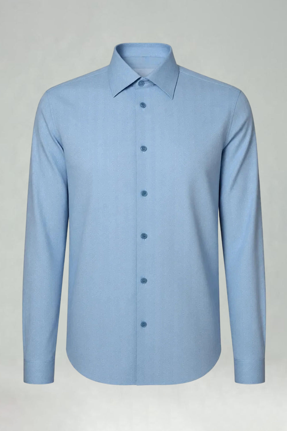 Men's Blue Grey Point Collar Long Sleeves Suits Shirt