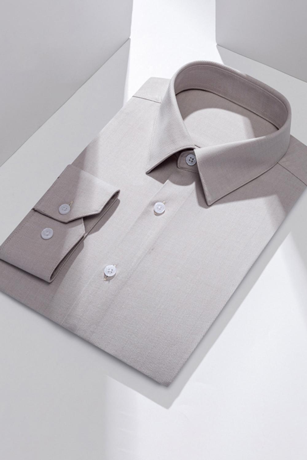Men's Blue Grey Point Collar Long Sleeves Suits Shirt