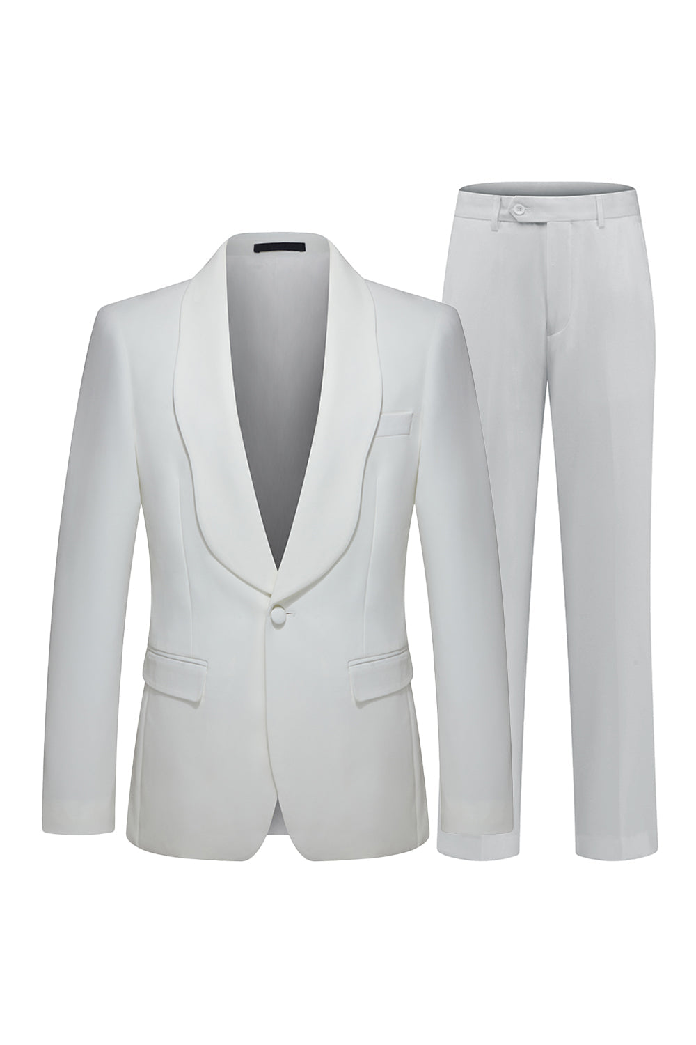 Costumes de mariage 2 pièces pour hommes avec revers châle blanc