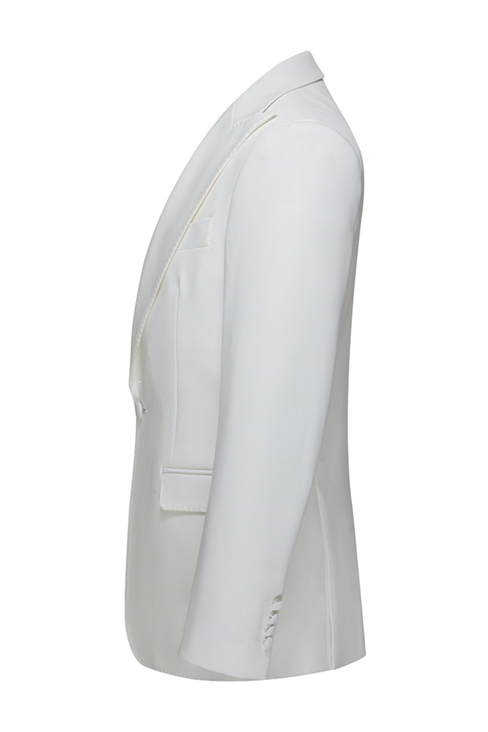 Peak Lapel 3 Piece One Button White Men's Wedding Suits