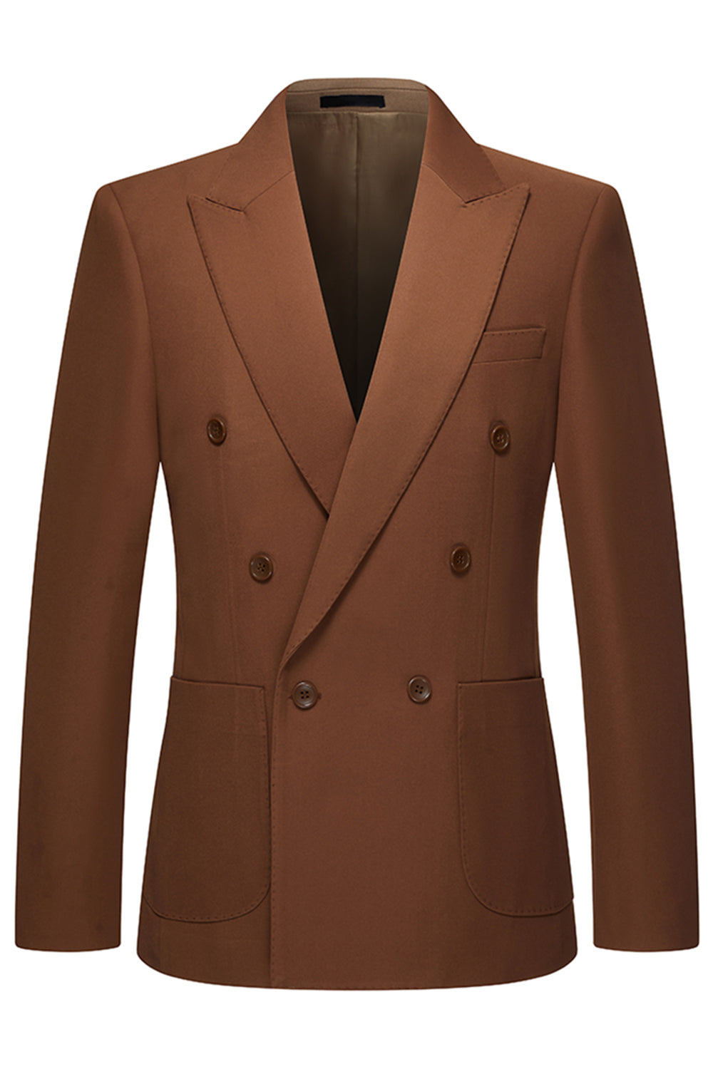 Costumes de cérémonie pour homme, 2 pièces, coupe ajustée, à revers pointus et double boutonnage, de couleur kaki