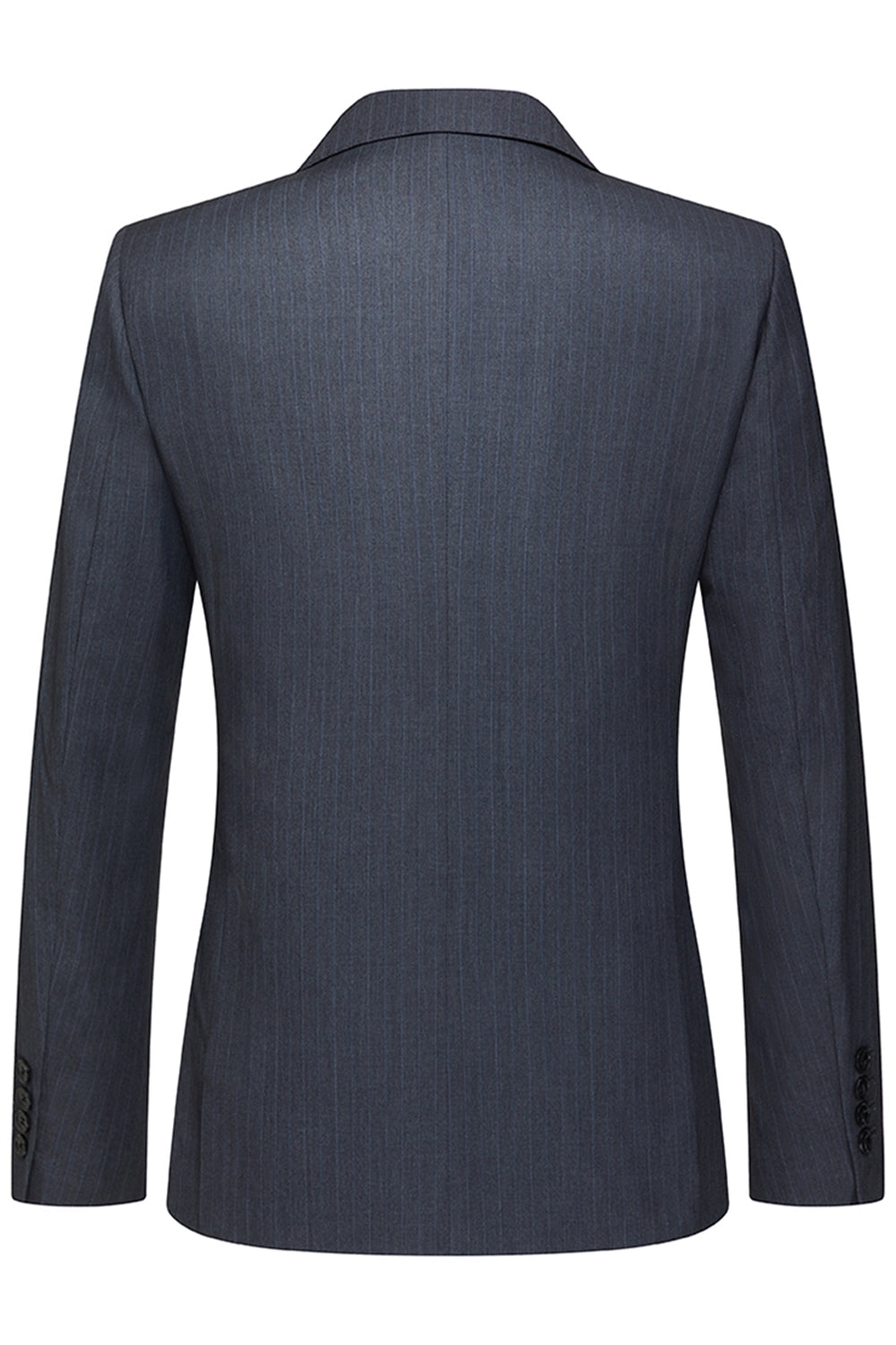 Grey Striped Notched Lapel 3 Piece Men's Suits