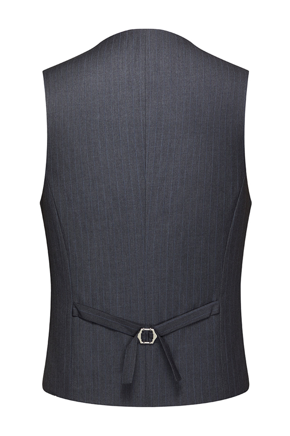 Grey Striped Notched Lapel 3 Piece Men's Suits