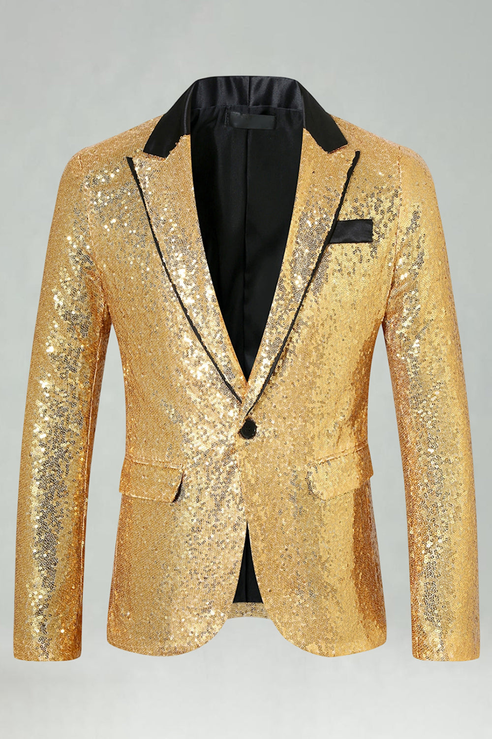 Sparkly Gold Peak Lapel Men's Prom Blazer