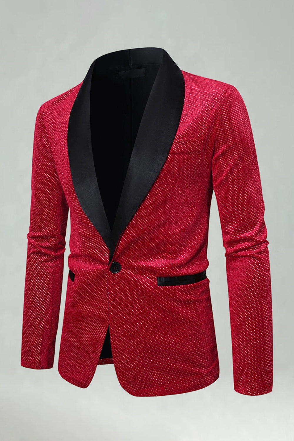 Blazer de bal homme avec revers châle perlé et un bouton