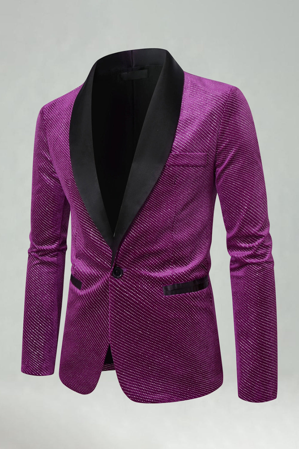 Blazer de bal homme avec revers châle perlé et un bouton