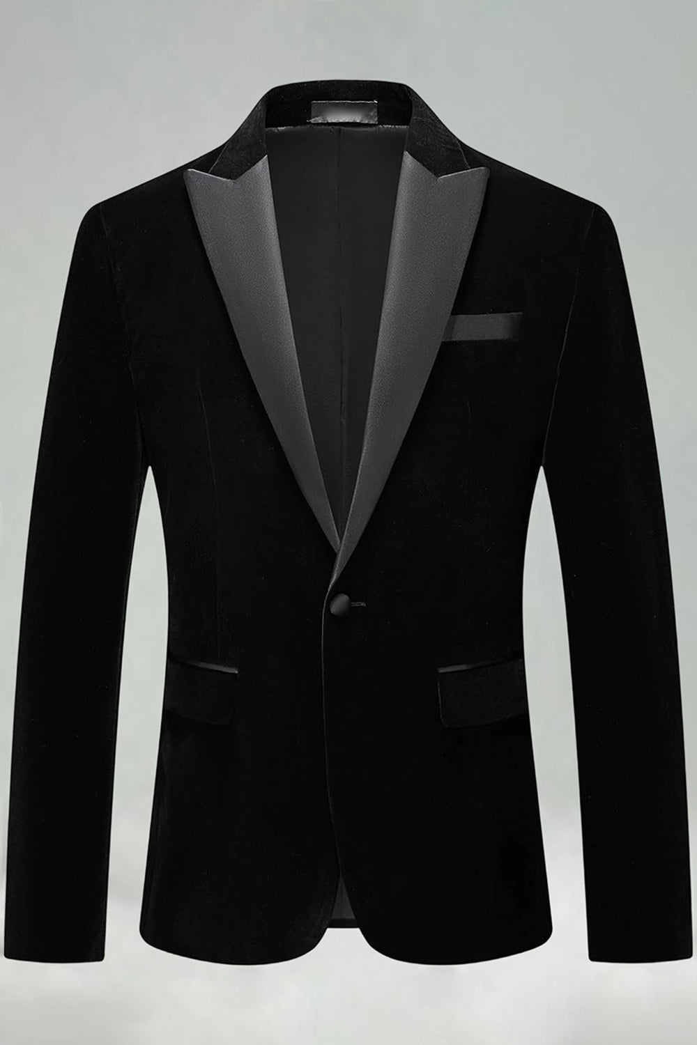 Black Velvet Peaked Lapel Formal Blazer