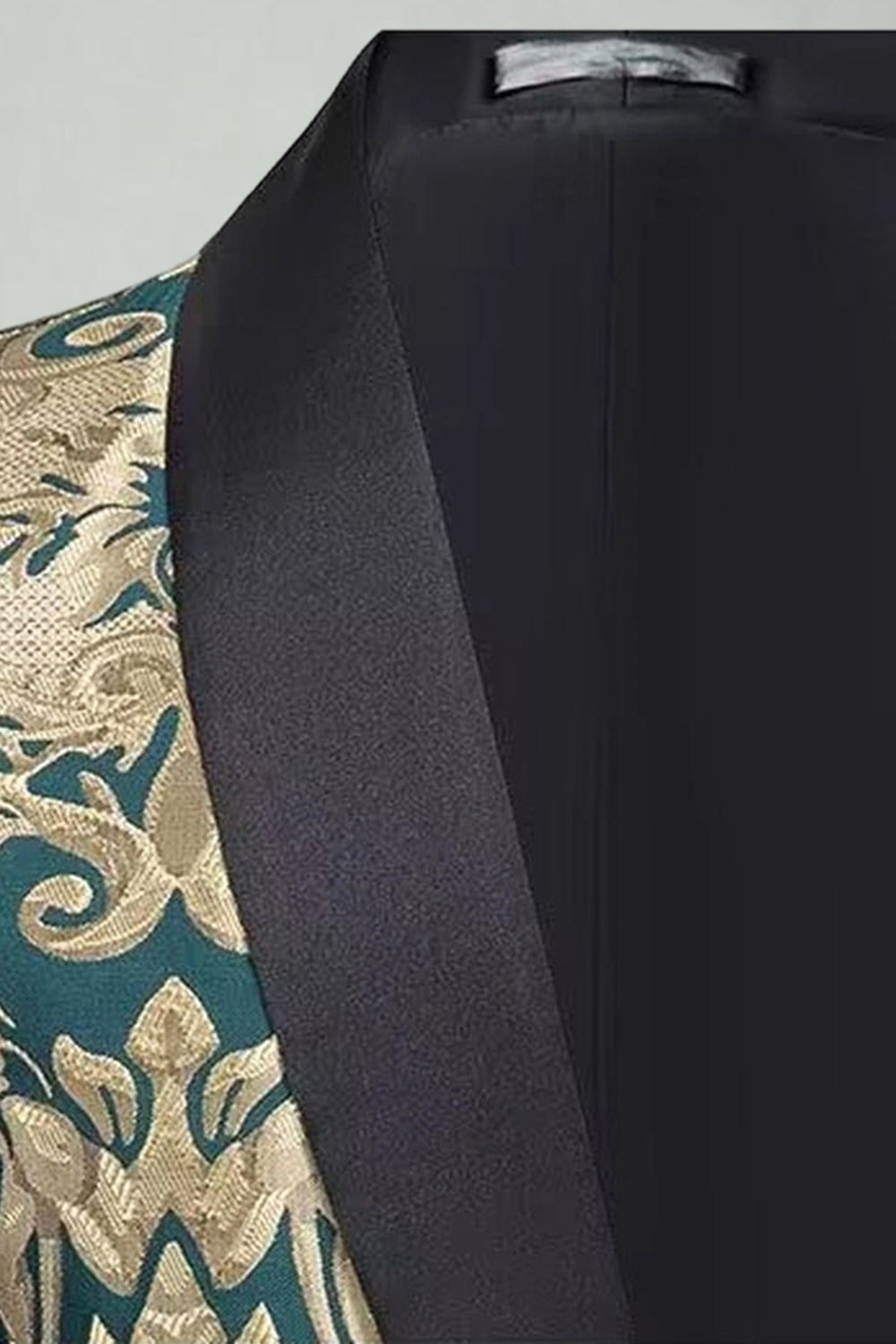 Costume de bal vert jacquard 2 pièces à revers châle pour homme