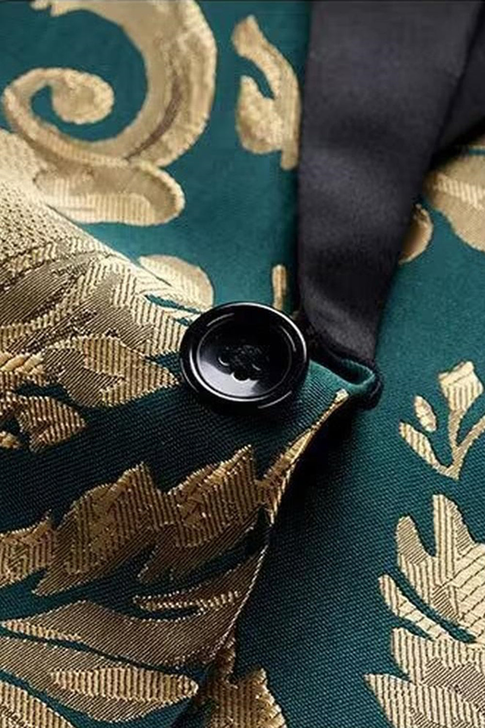 Costume de bal vert jacquard 2 pièces à revers châle pour homme