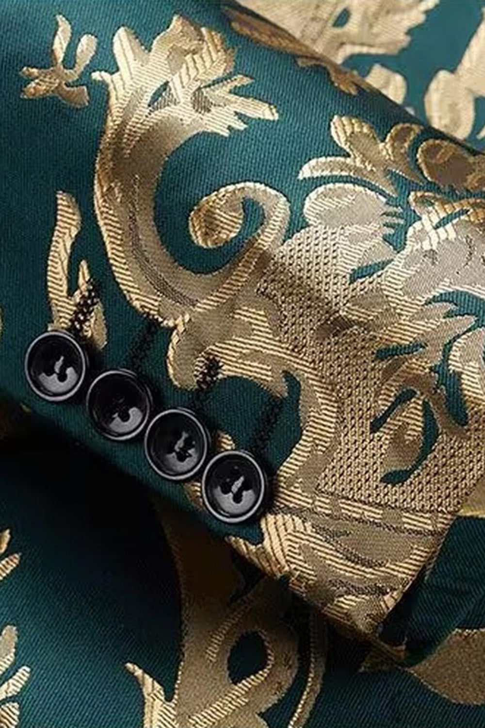 Costume de bal vert jacquard 2 pièces à revers châle pour homme
