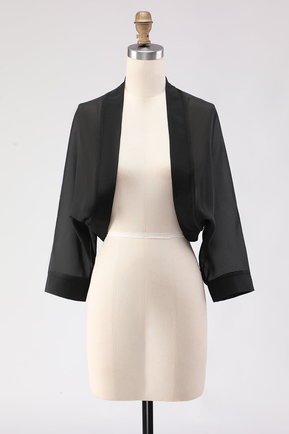 White Open Front Short Chiffon Shawl Wraps