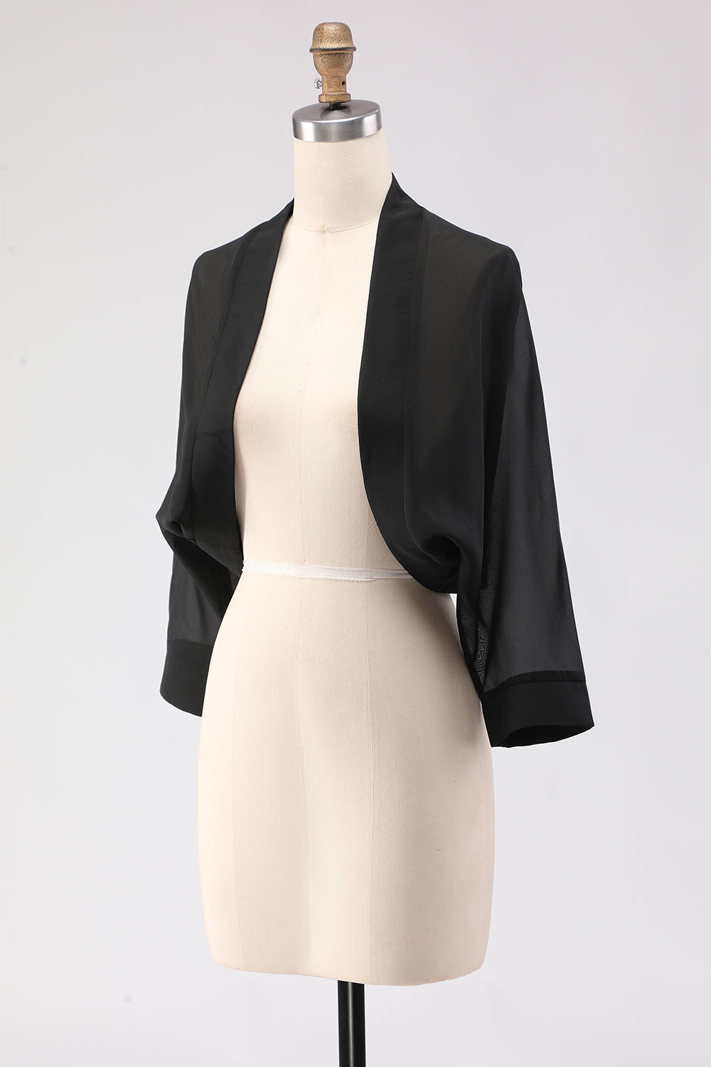 White Open Front Short Chiffon Shawl Wraps