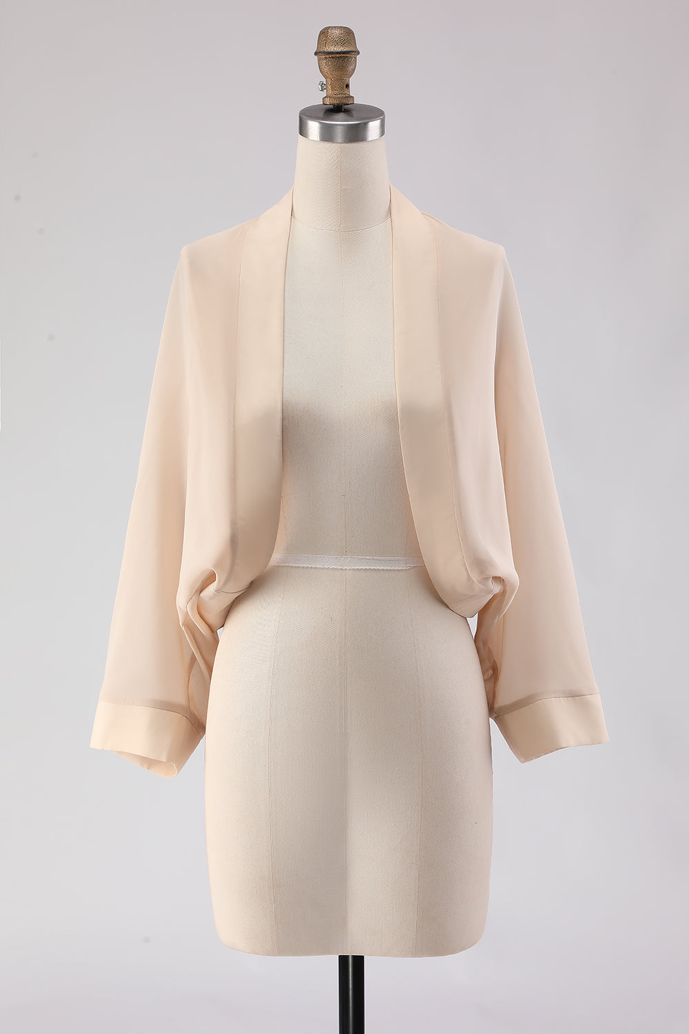 White Open Front Short Chiffon Shawl Wraps