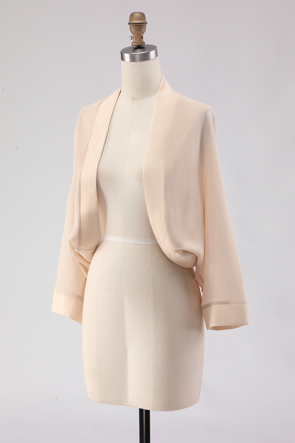 White Open Front Short Chiffon Shawl Wraps