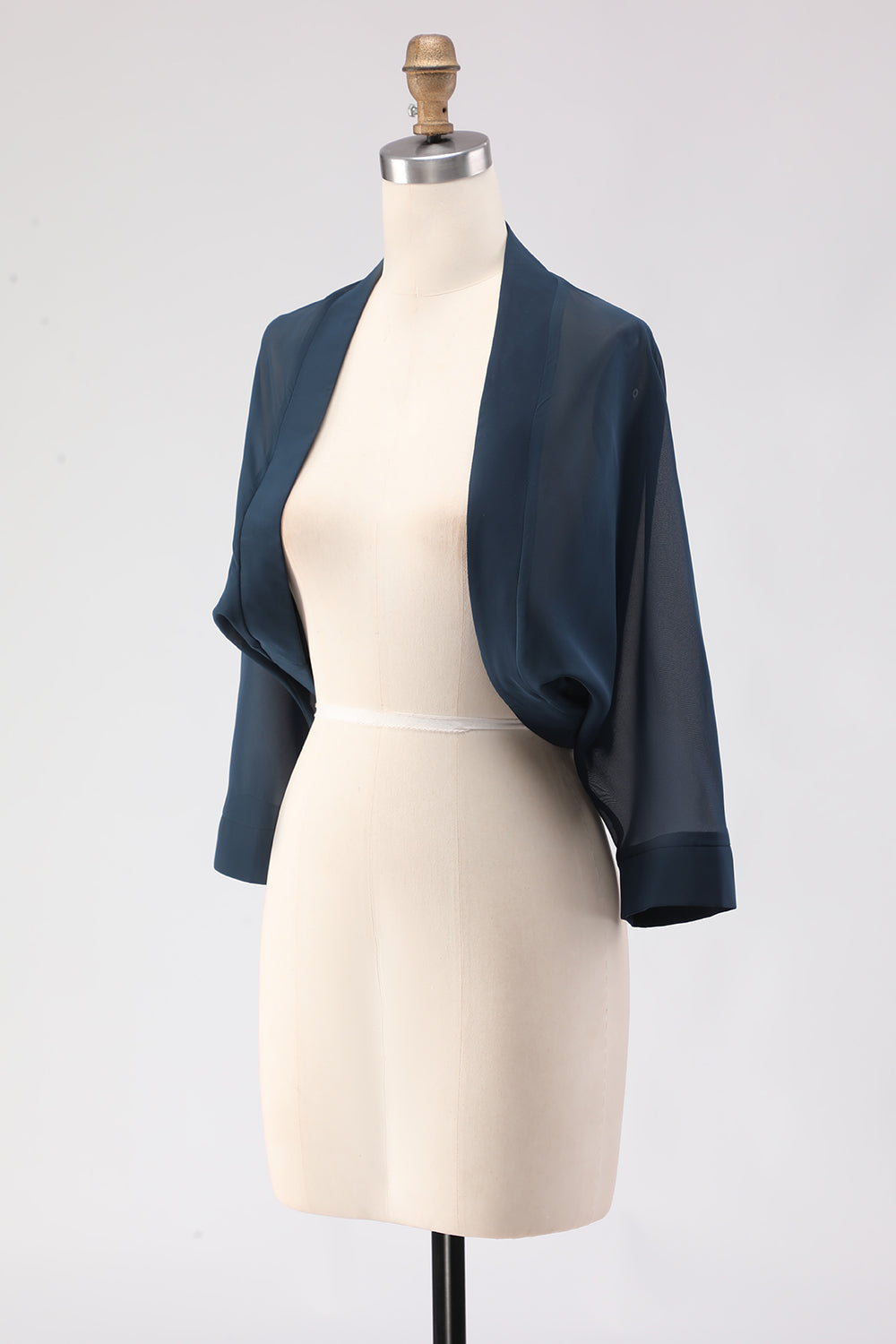White Open Front Short Chiffon Shawl Wraps
