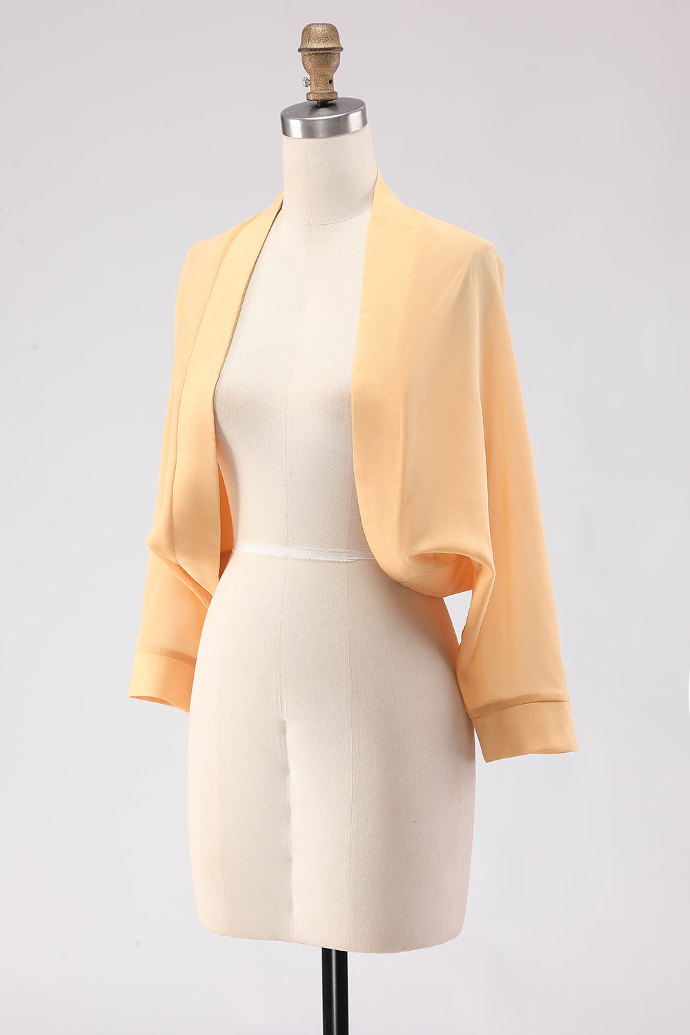 White Open Front Short Chiffon Shawl Wraps