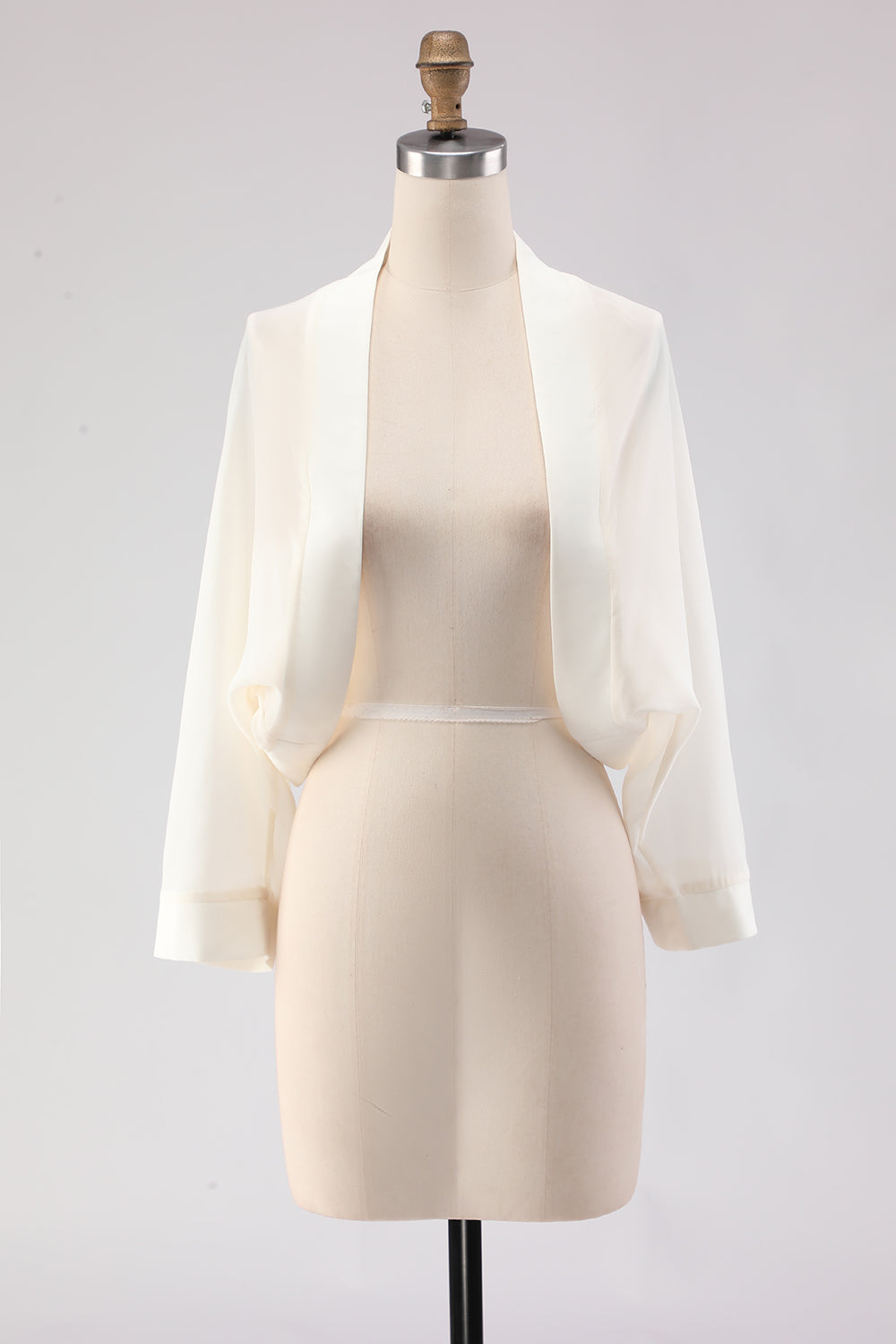White Open Front Short Chiffon Shawl Wraps