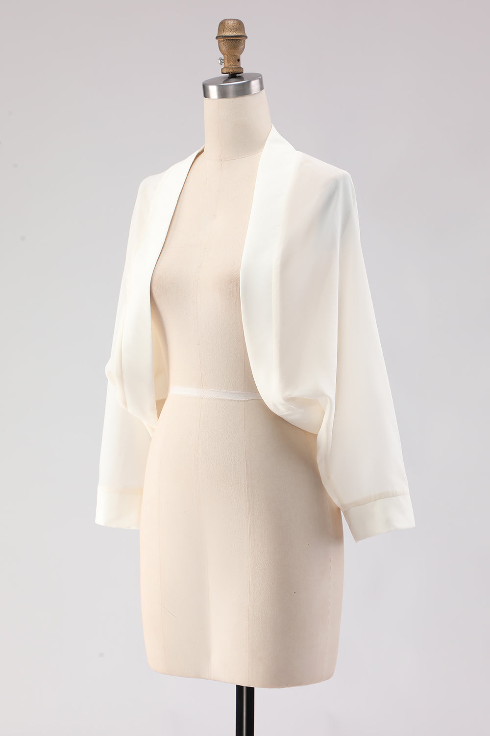 White Open Front Short Chiffon Shawl Wraps
