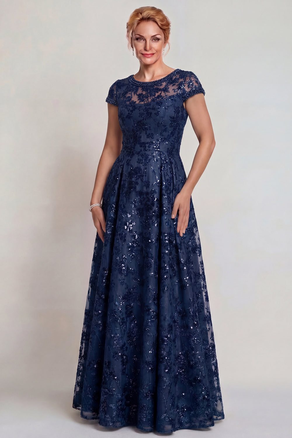 Sparkly Burgundy Appliqued A-Line Mother of the Bride Dress