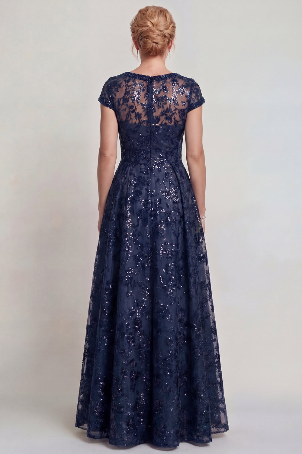 Sparkly Burgundy Appliqued A-Line Mother of the Bride Dress