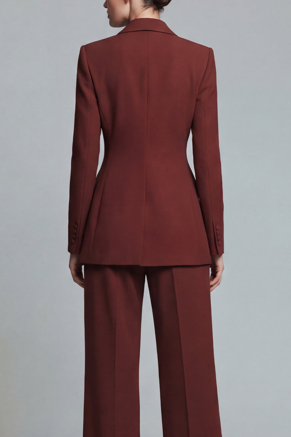 2-Piece Peak Lapel Burnt Orange Women's Work Suit with Pockets