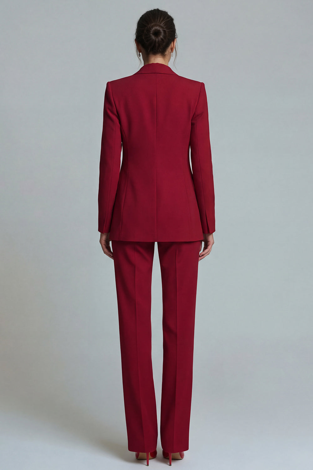 Burgundy 2-Piece Peak Lapel Women's Work Suits
