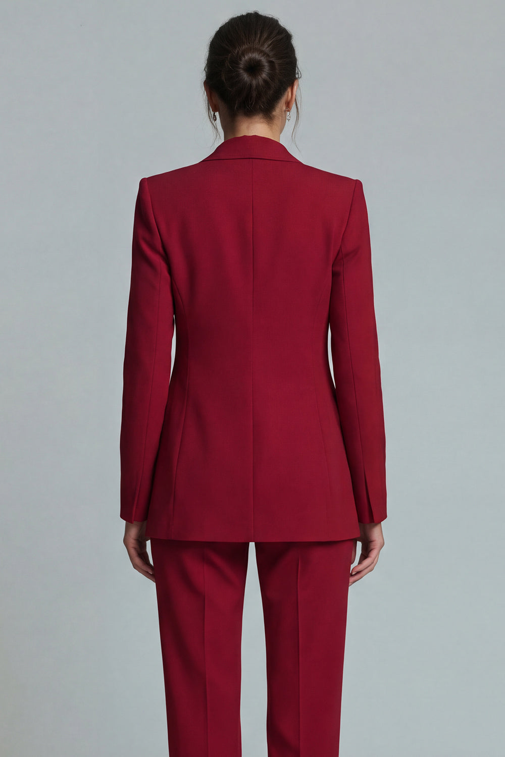 Burgundy 2-Piece Peak Lapel Women's Work Suits