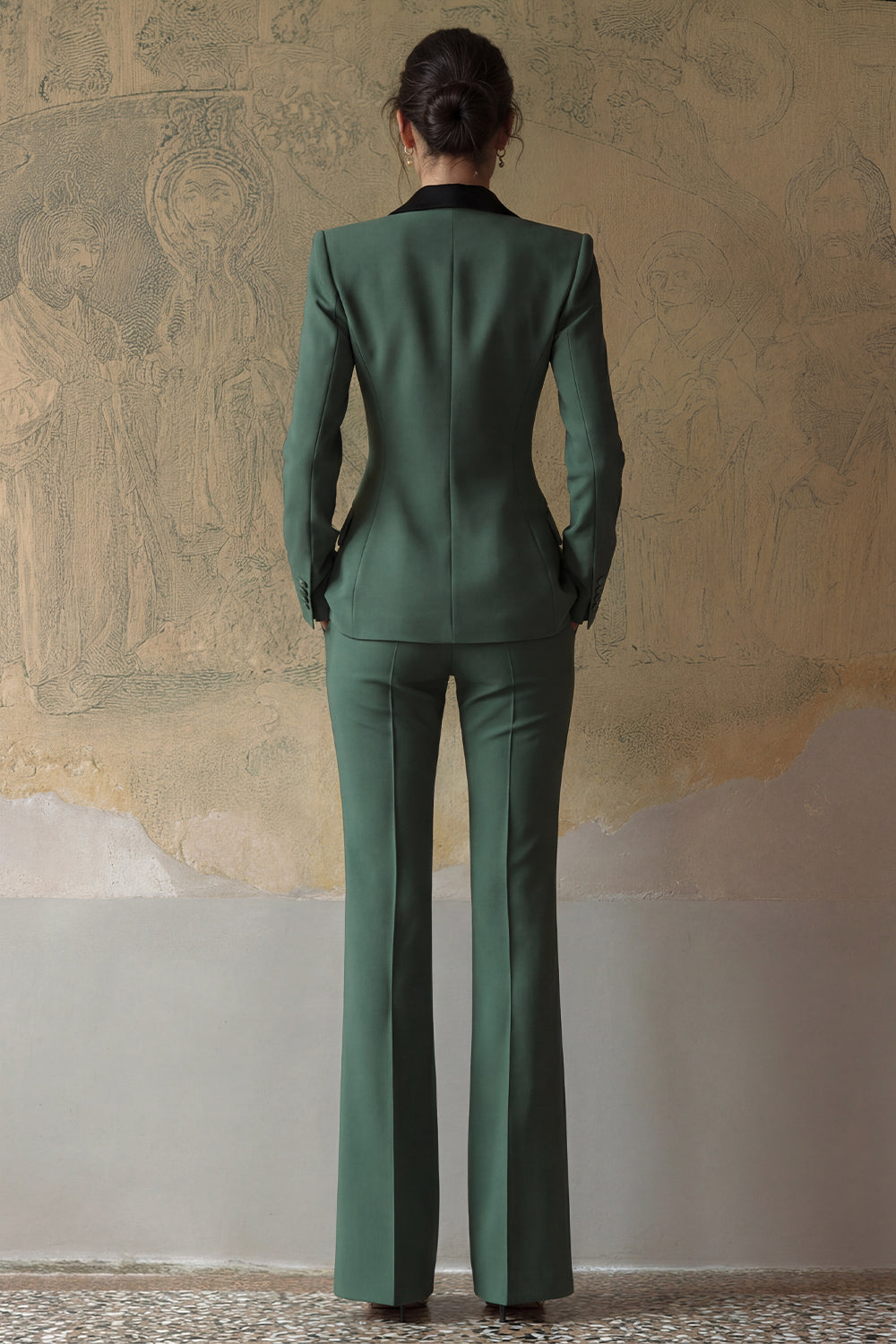 Dark Green Slim Fit 2 Piece Peak Lapel Single Breasted Prom Suits