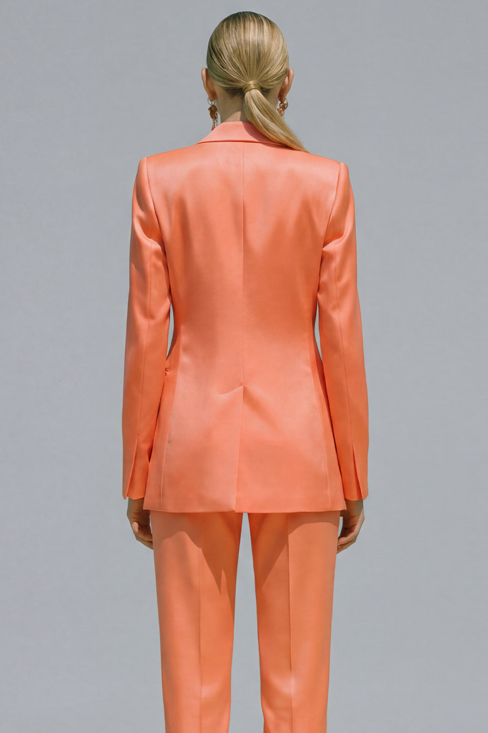 Orange Notched Lapel One-Button Two-Piece Women's Work Suit