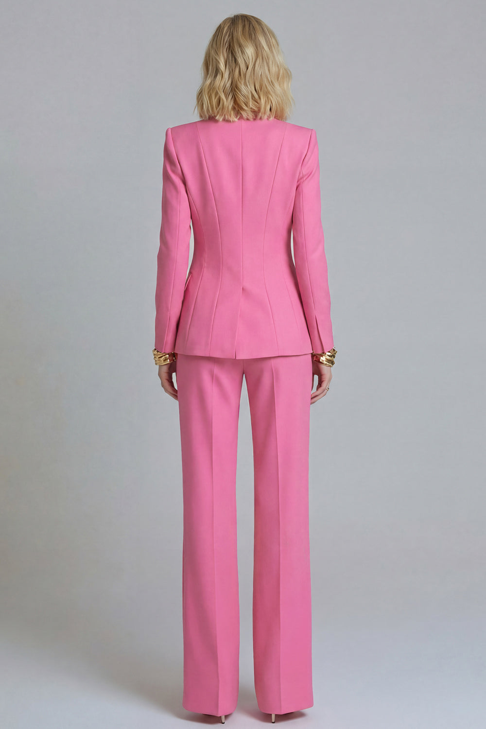Fuchsia Peak Lapel 2-piece One Button Women's Work Suits