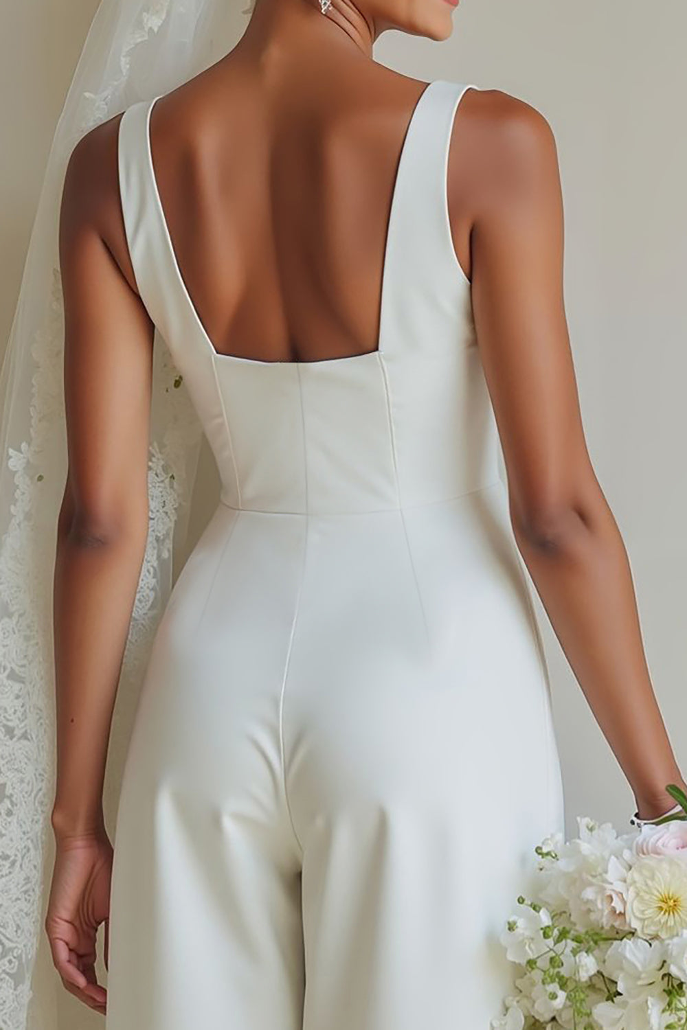 Robes de mariée longues trapèze en satin blanc à col bateau