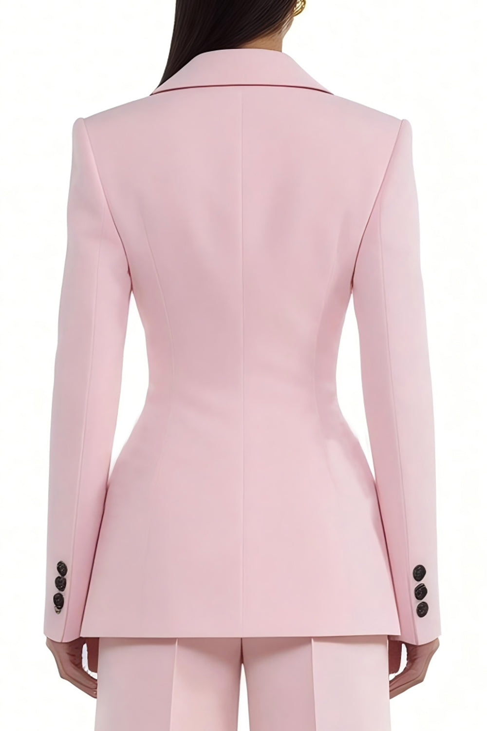 Costumes de travail 2 pièces pour femmes, revers à encoche rose, un bouton
