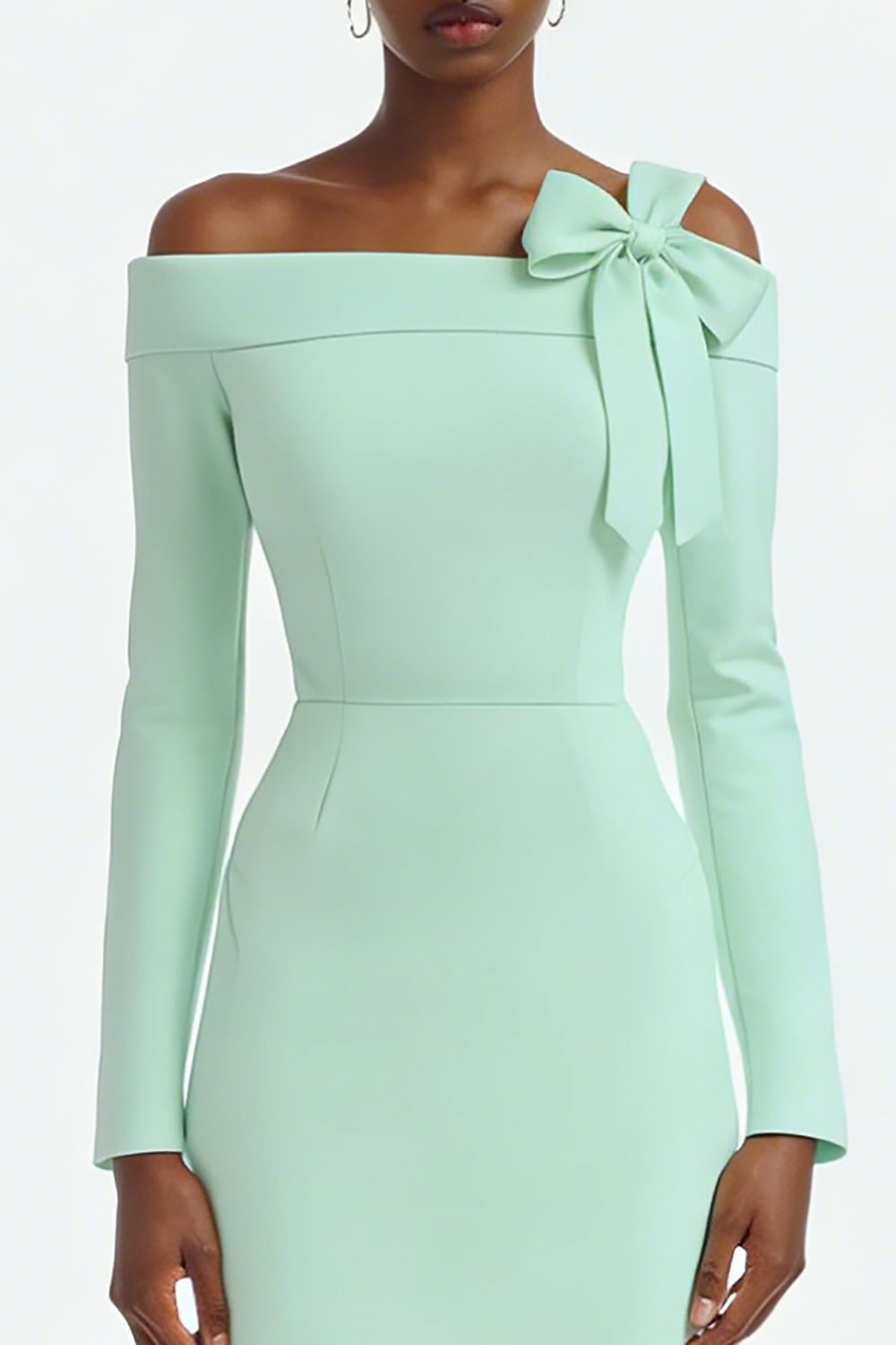 Robe de fiançailles asymétrique ivoire à manches longues et fente