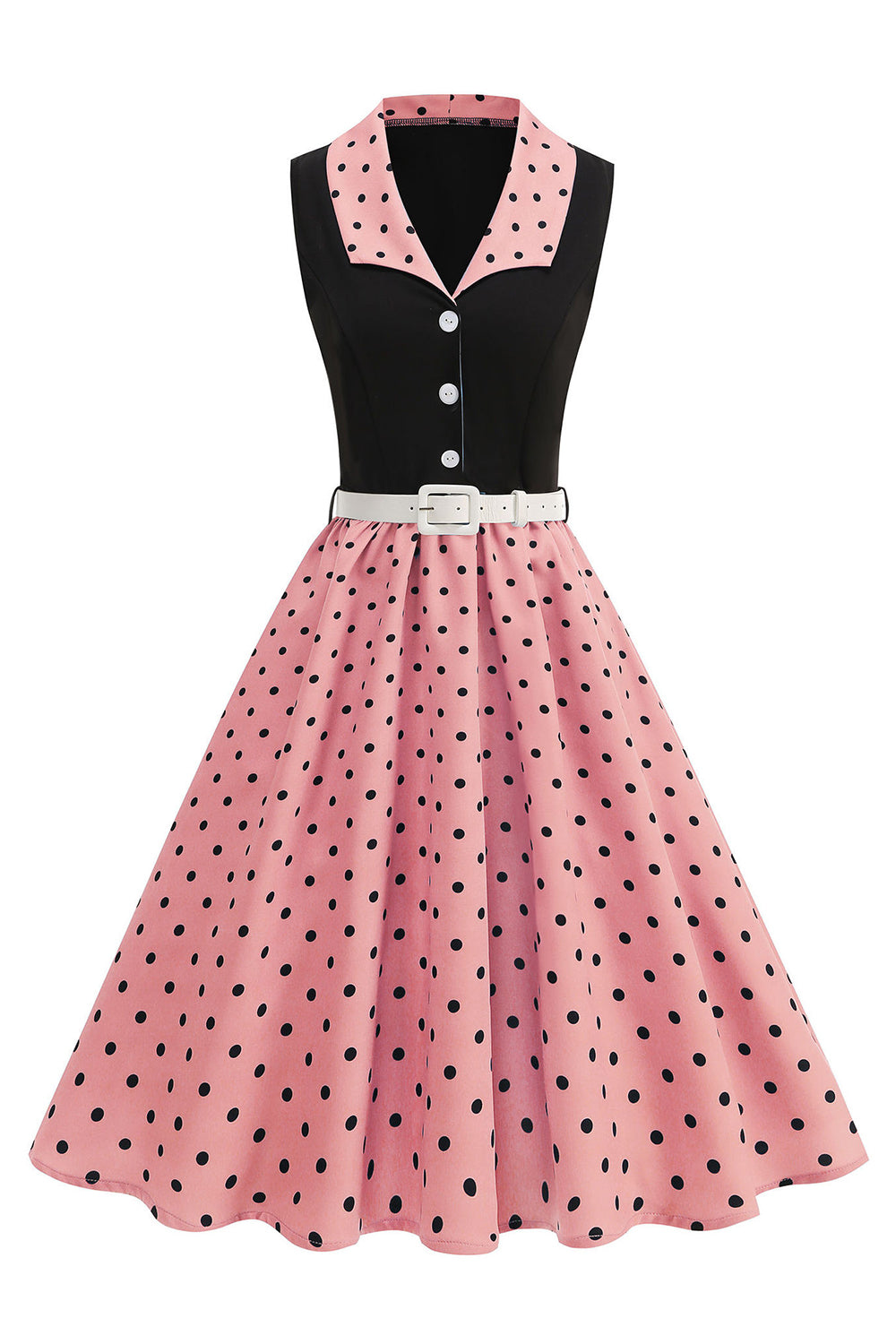 Blue A Line Polka Dots Shawl Lapel 1950s Dress