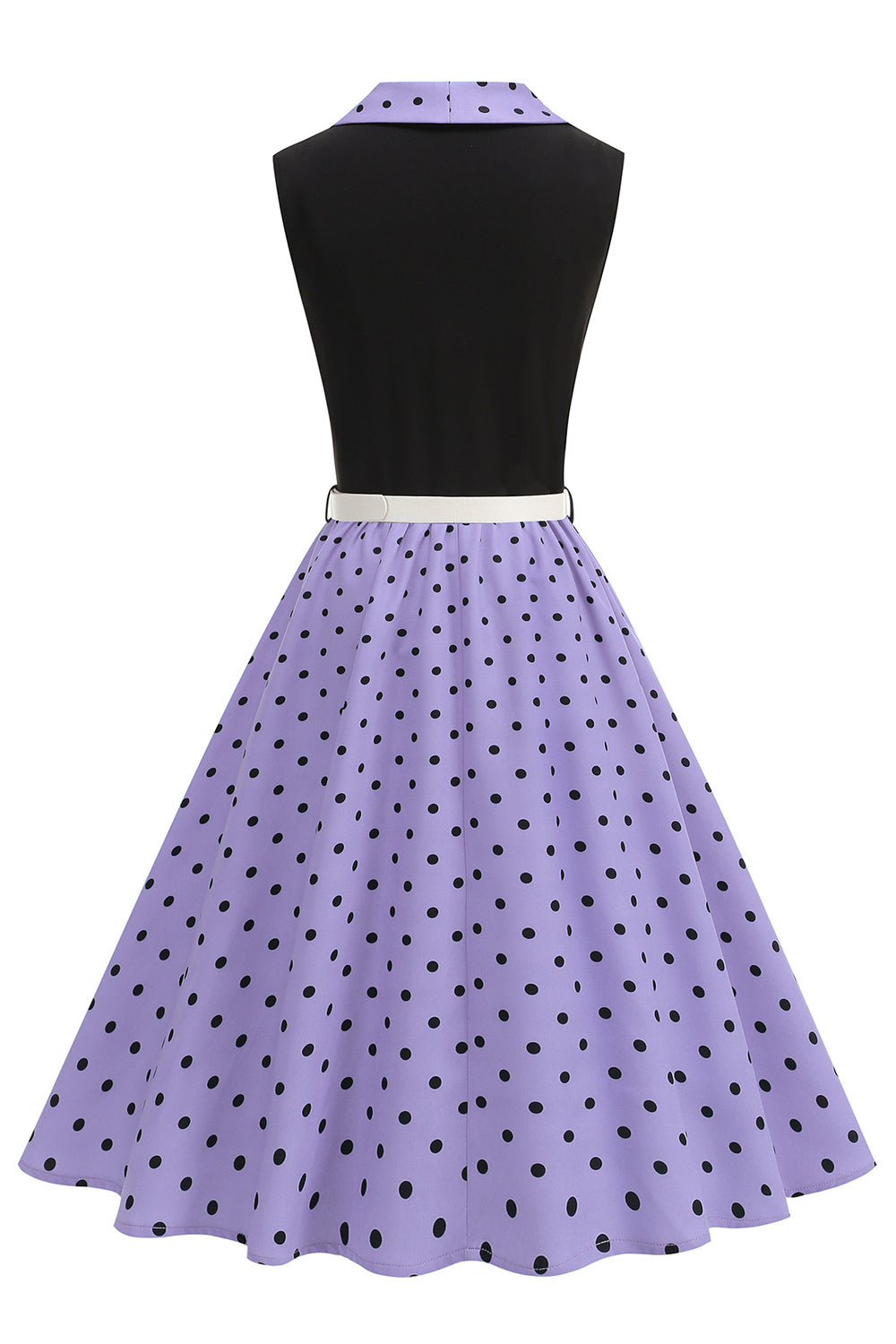Blue A Line Polka Dots Shawl Lapel 1950s Dress