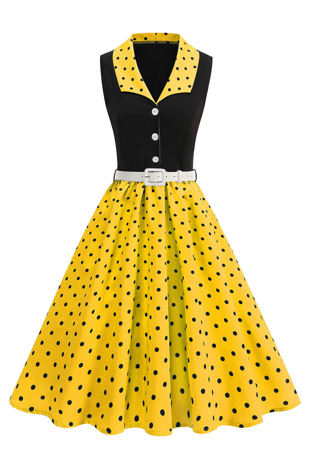 Blue A Line Polka Dots Shawl Lapel 1950s Dress