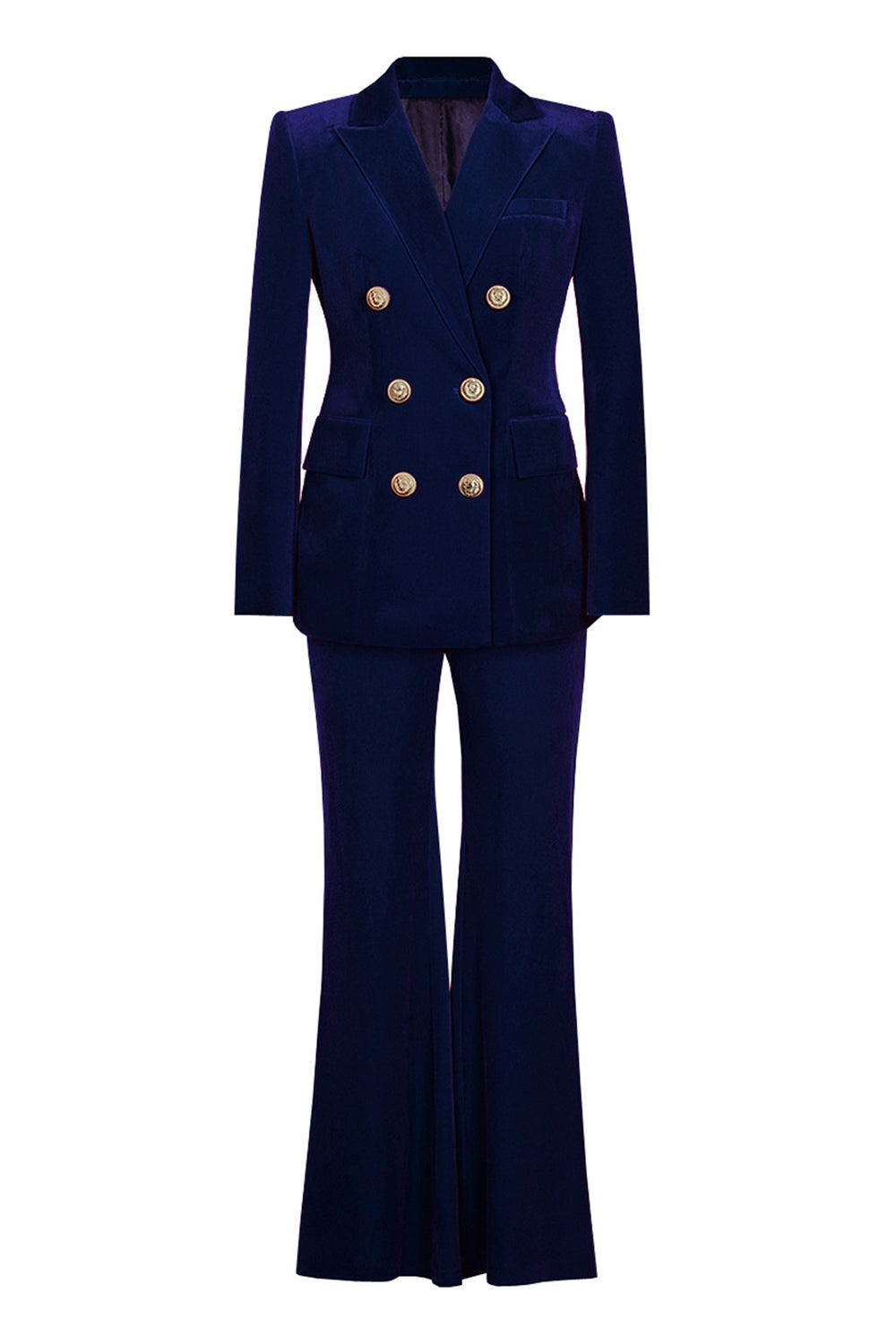 Dark Red 2-Piece Double-Breasted Velvet Peak Lapel Women's Suit