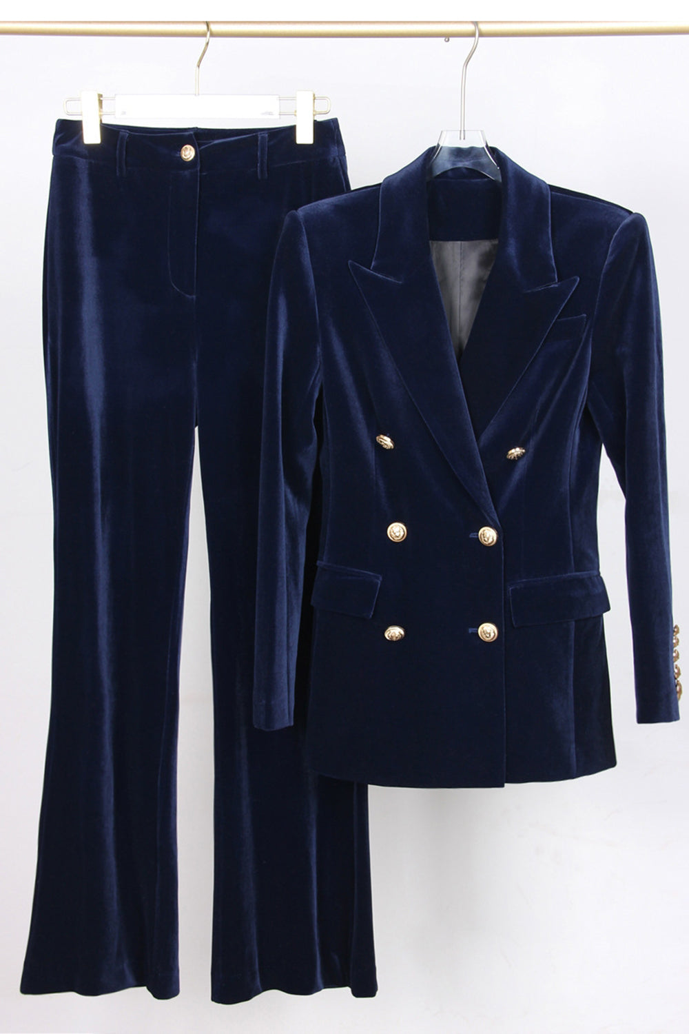 Dark Red 2-Piece Double-Breasted Velvet Peak Lapel Women's Suit