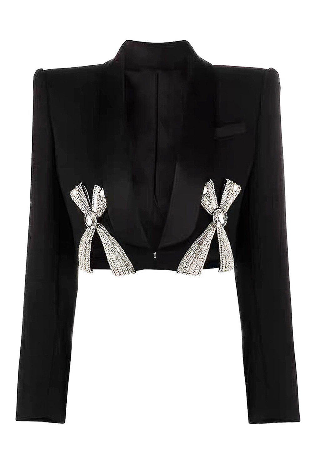 Black Velvet Shawl Lapel Women's Blazer with Bow