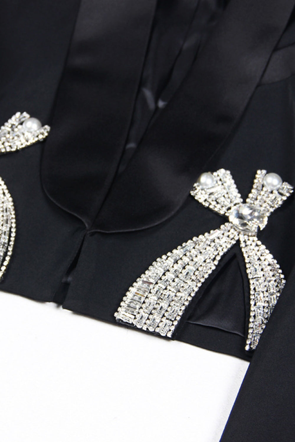 Black Velvet Shawl Lapel Women's Blazer with Bow