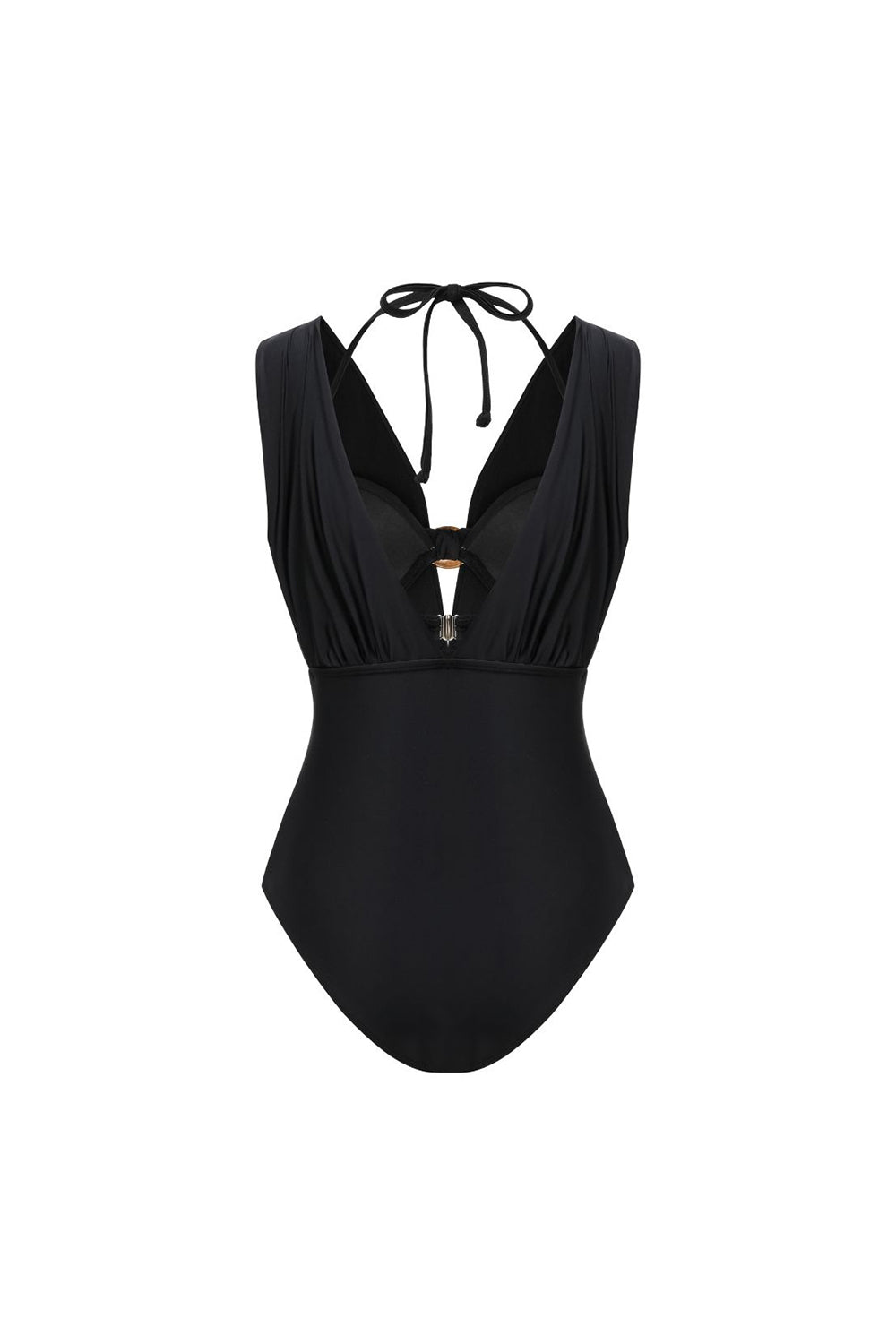 Maillot de bain trois pièces noir décapotable avec licou et cache-maillot