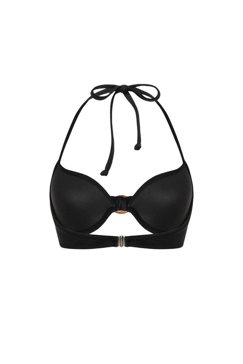 Maillot de bain trois pièces noir décapotable avec licou et cache-maillot